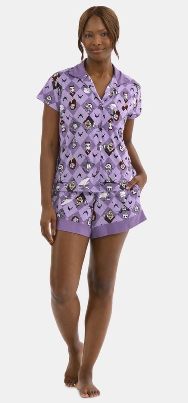 Disney Women's Nightmare Before Christmas Med Printed Shorts Pajama 2-Piece Set